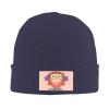 Cute Cartoon Flower Owl Beanie Hat for Men Women Winter Warm Knit Hats Ski Hat Skull Cap Navy Blue view 2