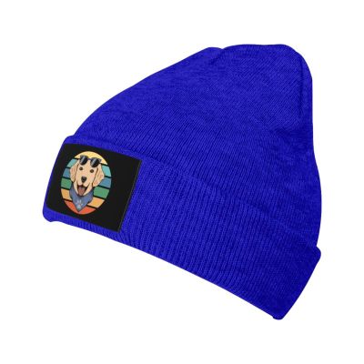 MULIHU Retro Dogs Wearing Sunglasses and Bandanas Beanie Hat for Men Women Winter Warm Knit Hats Ski Hat Skull Cap Blue