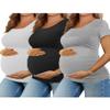 KIM S 3 Pack Maternity Basics - Large Gray/White/Black Shirts Timeless Styles for Baby Showers view 1