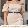 SUOSDEY Women Belts For Jeans Dresses Pants Ladies Dark Blue Belt Leather Waist Belt with Elegant Buckle, Width 1.3" view 4