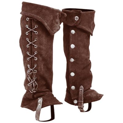 XJKLBYQ Pirate Boot Covers 1 Pair Viking Medieval Boot Covers with Button Closure Polyester Renaissance Costume for Cosplay Halloween, Dark Brown, Boot Covers Cosplay