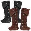 XJKLBYQ Pirate Boot Covers 1 Pair Viking Medieval Boot Covers with Button Closure Polyester Renaissance Costume for Cosplay Halloween, Dark Brown, Boot Covers Cosplay view 4