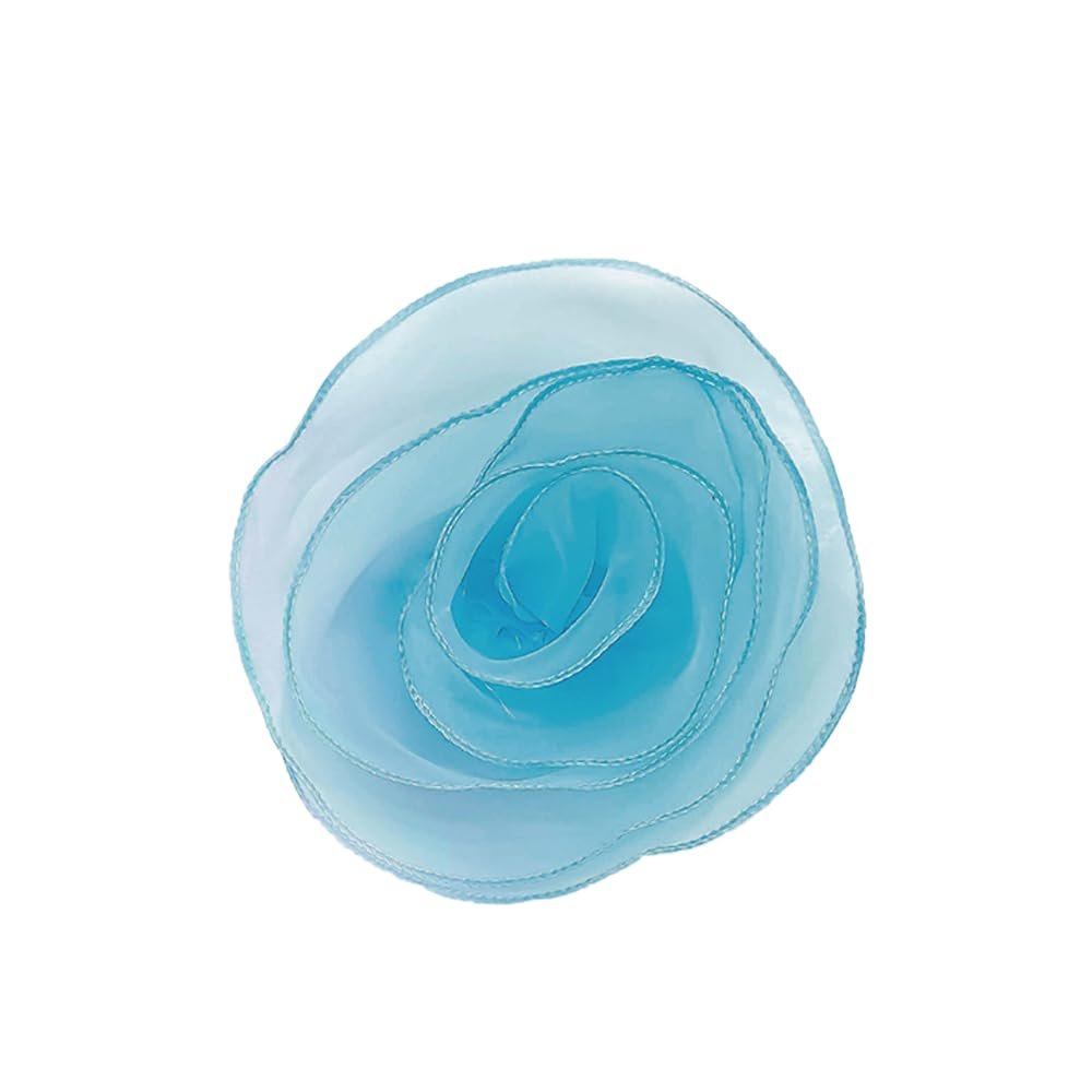 10inch Extra Large Flower Brooch Pin for Women Fashion Dainty Organza Satin Fabric Big Camellia Brooches Lapel Pins Wedding Dance Party Dress Accessories Exaggerated Jewelry Gift (6 inch Blue)