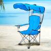 Washranp Camping Chair with Canopy Shade,Portable Folding Beach Chair with Sun Shade Cup Holder Side Pocket for Camp Beach Outdoor Blue view 1