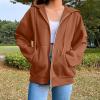 BDNXTV Black Zip Up Hoodie Women Y2K Hoodies Winter Coat for 223 Fall Outfits 224 Clothes (Browns,S) view 2