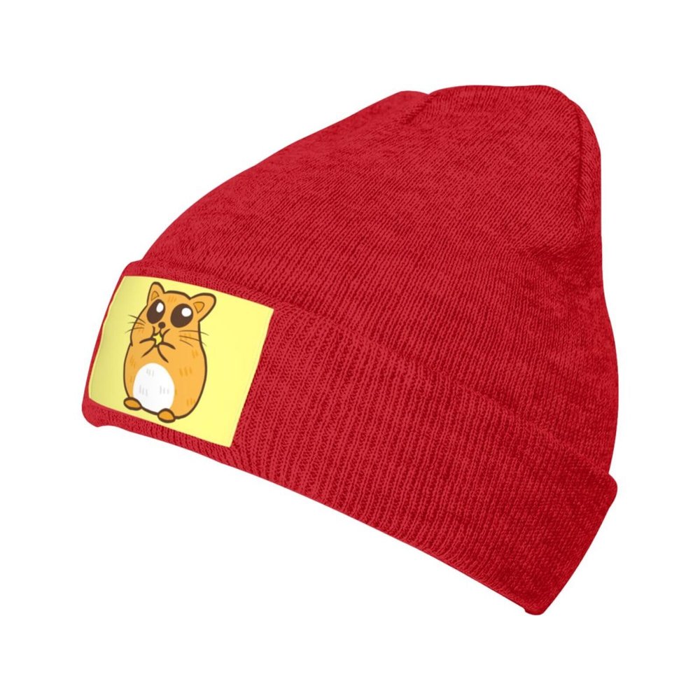 MULIHU Cute Cartoon Hamster Beanie Hat for Men Women Winter Warm Knit Hats Ski Hat Skull Cap Red