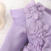 ABAFIP Newborn Baby Girl Ribbed Romper Dress Ruffle Knit Long Sleeve Floral Lace Tutu Dress Fall Outfits Purple 9-12 Months view 4