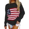 American Flag Sweater Women Fall Long Sleeve Crewneck Casual Cute Pullover Tops Loose Comfy Knitwear Jumper Tops view 1