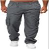 HUNGSON Mens Casual Cargo Pants - Sweatpants Joggers Athletic Trouser Cotton Loose Straight Hiking Pants for Men Dark Grey view 2