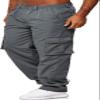HUNGSON Mens Casual Cargo Pants - Sweatpants Joggers Athletic Trouser Cotton Loose Straight Hiking Pants for Men Dark Grey view 4