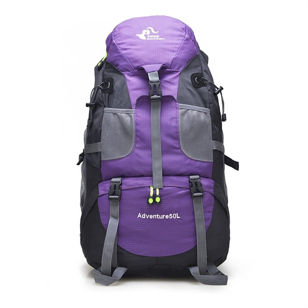 EKsma Hiking Backpack 50L Lightweight Waterproof Mountaineering Bag Durable Outdoor Sports Backpack Mountaineering Camping Fishing Travel Riding(Purple)