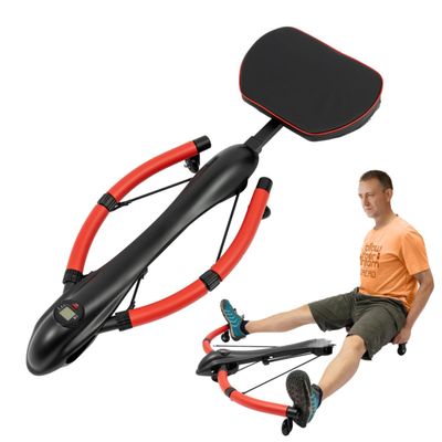 Ab Rowing Machine Abdominal Exercise Machine, Body Workout Machine Automatic Abdominal Trainer, 90 Extension Angle, Flexible Adjustment, Hold up to 330 Lbs, Portable Fitness Equipment (Red)