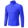 Mens Knitted Turtleneck Slim Fit Sweater Long Sleeve Turtle Neck Ribbed Pullover Sweaters Casual Basic Stretch Tops Blue view 1