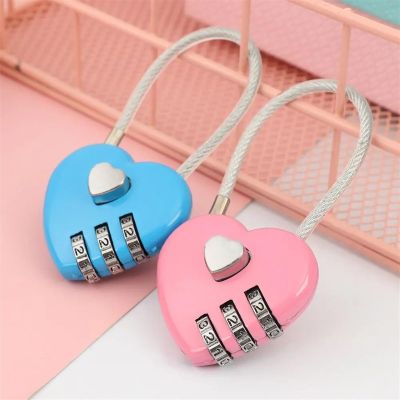 Heart Shaped Padlock 3 Dial Digit Password Lock Outdoor Travel Luggage Suitcase Security Tool Couple Gift Locker Padlock 1Pcs(Red)