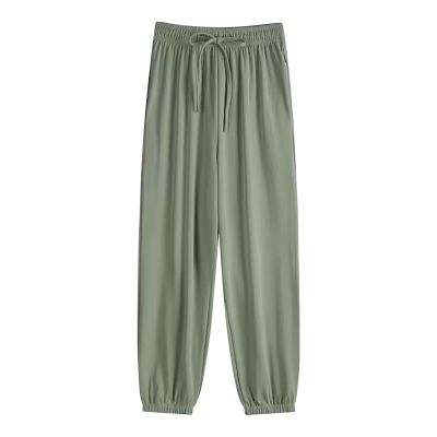 Ice Silk Pants for Women Summer Drawstring High Elastic Waist Loose Jogger Pants Casual Soft Lounge Bottoms Sweatpant Green