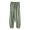 Ice Silk Pants for Women Summer Drawstring High Elastic Waist Loose Jogger Pants Casual Soft Lounge Bottoms Sweatpant Green view 1