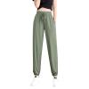 Ice Silk Pants for Women Summer Drawstring High Elastic Waist Loose Jogger Pants Casual Soft Lounge Bottoms Sweatpant Green view 3