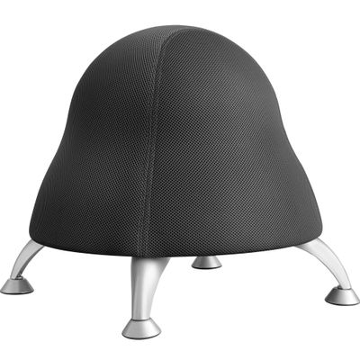 UrbanPro Low Profile Vinyl Upholstered Ball Chair, Black Finish, 22.5" W x 22.5" D x 17" H, Steel Frame, Anti-Burst Exercise Ball, Powder Coated Legs, Pump Included, Active Seating for Home, School,