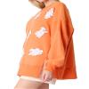 TACSTRUN Women's Halloween Sequin Sweatshirts Skeleton Spooky Ghost Graphic Long Sleeve Crewneck Pullover Sweater Tops,Orange,XX-Large view 4