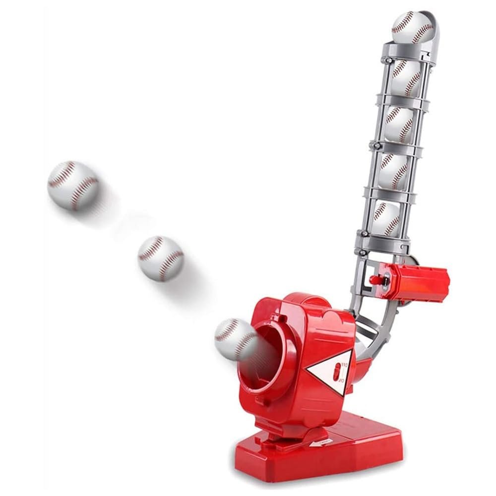GLWJXSD 2-in-1 Automatic Tennis Ball Machine Adjustable Baseball Throwing Machine, Portable Plastic Baseball Pitching Machines, Used for Children's Tennis Training and Physical Exercise, 28cm62cm