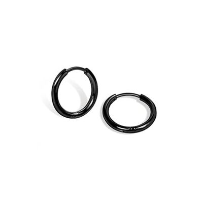 1 Pair 9mm Black Earrings for Men Women, 316L Surgical Stainless Steel Small Hoop Earrings Hypoallergenic Non Tarnish Cartilage Hoop Earrings for Multiple Piercing Huggie Hoop Earrings (Black/1.6mm)