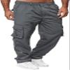HUNGSON Mens Casual Cargo Pants - Sweatpants Joggers Athletic Trouser Cotton Loose Straight Hiking Pants for Men Dark Grey view 1