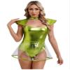winying Women Halloween Stage Show Alien Bodysuit Metallic Sleeveless Skirts Bodysuit Carnival Costume Fluorescent Green XX-Large view 1