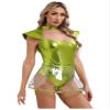 winying Women Halloween Stage Show Alien Bodysuit Metallic Sleeveless Skirts Bodysuit Carnival Costume Fluorescent Green XX-Large view 2