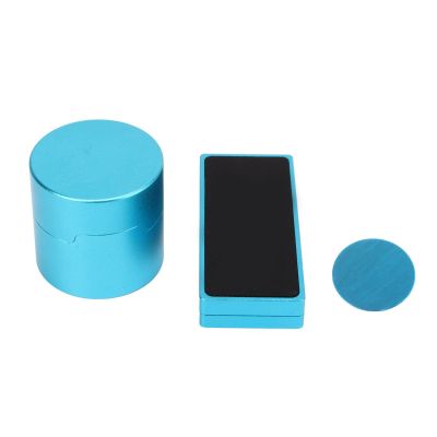 Magnetic Billiard Chalk Holder Universal Aluminum Powder Box with Clip Octagonal Design for Pool Cues Blue