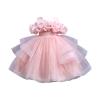 Girls' Embroidered Lace Wedding Baptism Dress Long Sleeve Formal Party Wear for Toddler Baby Girl (Pink, 5-6 Years) view 1