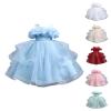 Girls' Embroidered Lace Wedding Baptism Dress Long Sleeve Formal Party Wear for Toddler Baby Girl (Pink, 5-6 Years) view 3