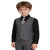 Lycody Kids Suits for Boys Formal Tuxedo Gery Stripe Dress Suit Vest and Pants Set with Black Shirt Toddler Boy Suit for Weddings Prom Outfit 4T view 1