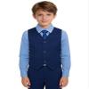 Lycody Boys Suits Kids Blue Tuxedo Size 7 Prom Suits Vest Set with Light Blue Uniform Shirts Little Boy Dress Clothes for Wedding Outfit view 1