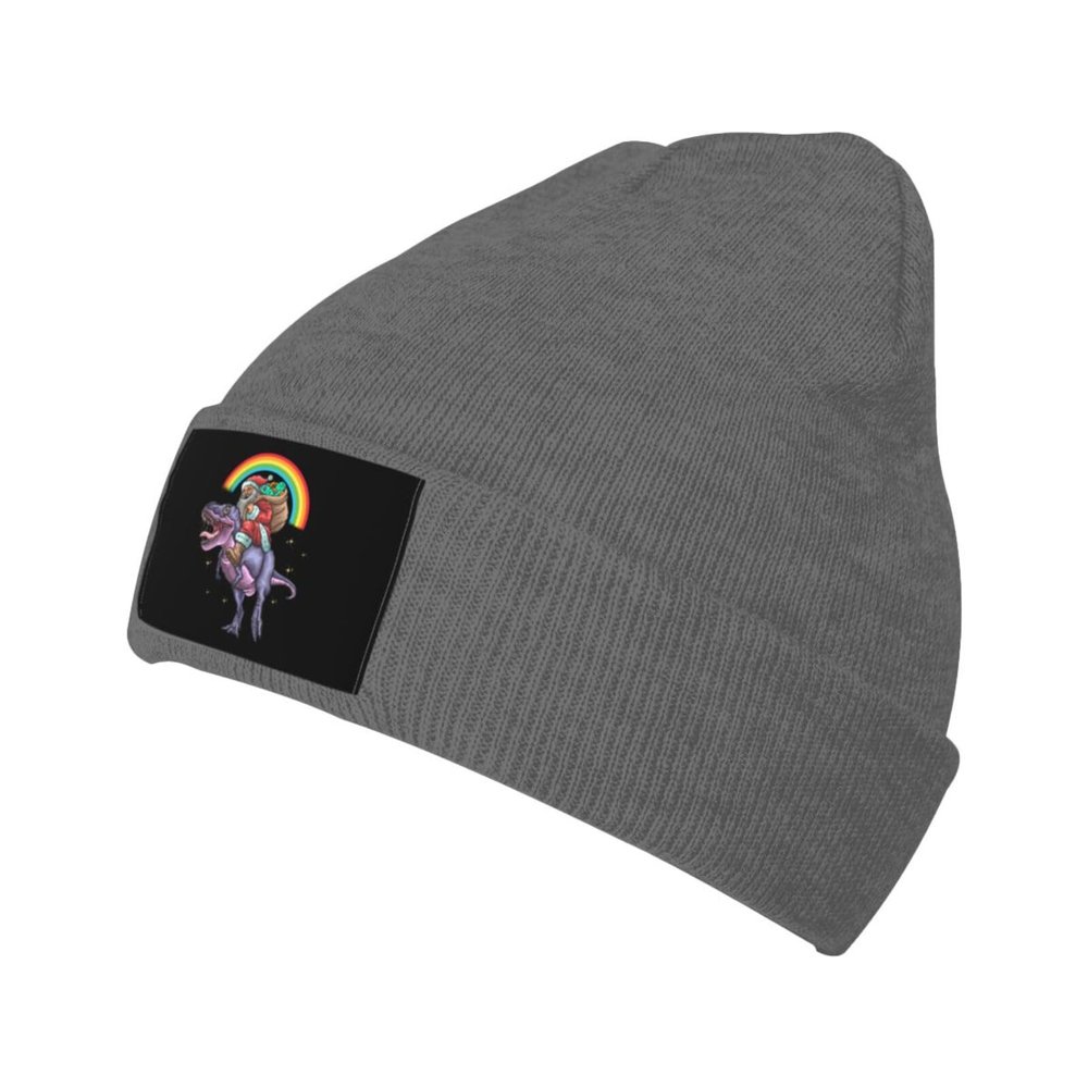 MULIHU Santa Claus Riding Dinosaur Beanie Hat for Men Women Winter Warm Knit Hats Ski Hat Skull Cap