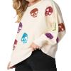 TACSTRUN Women's Halloween Sequin Sweatshirts Skeleton Spooky Ghost Graphic Long Sleeve Crewneck Pullover Sweater Tops,White,XX-Large view 4