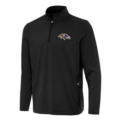 Antigua Men's Black Baltimore Ravens Perilous Quarter-Zip Pullover Top