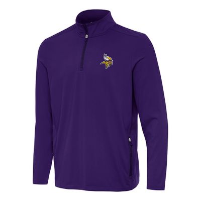 Antigua Men's Purple Minnesota Vikings Perilous Quarter-Zip Pullover Top