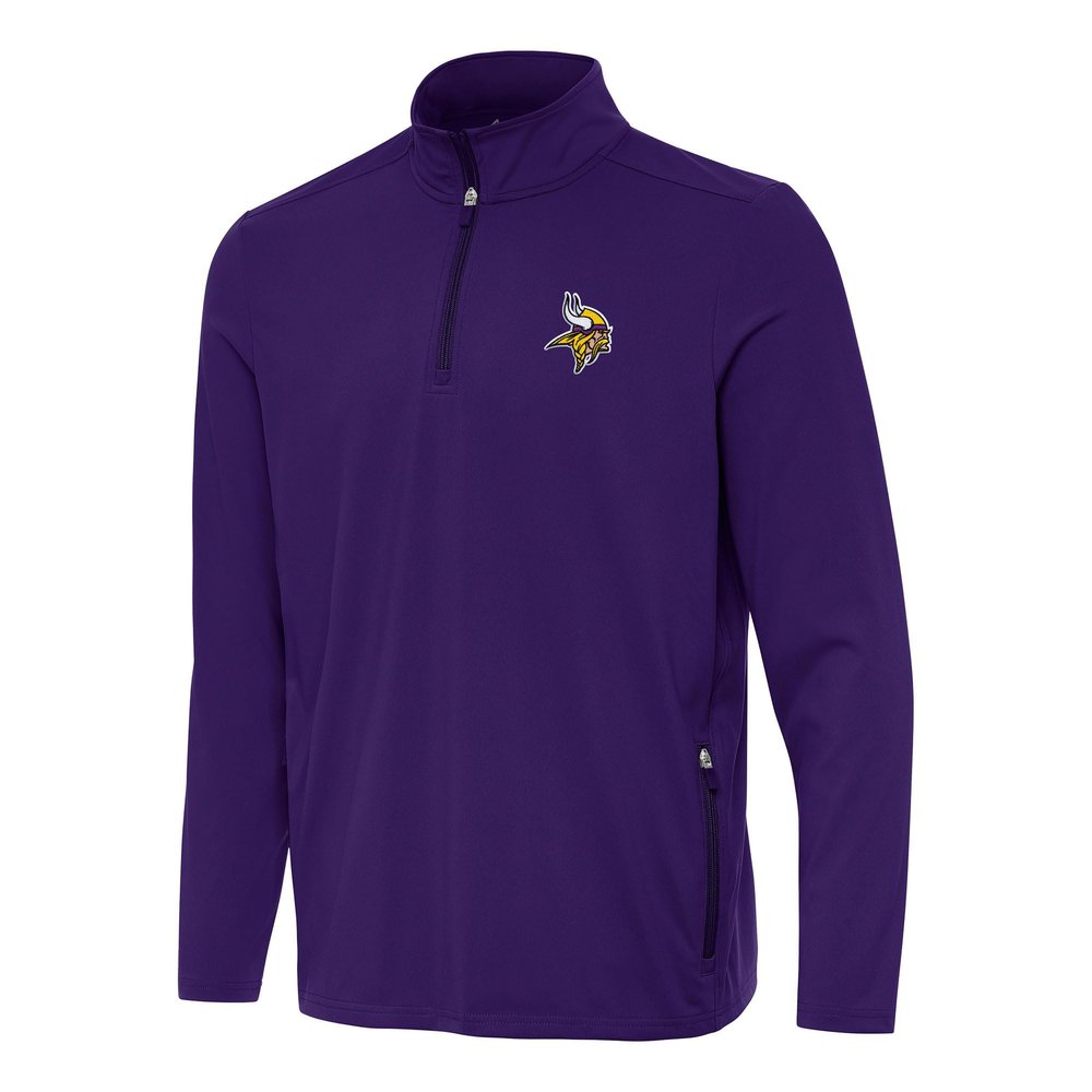 Antigua Men's Purple Minnesota Vikings Perilous Quarter-Zip Pullover Top