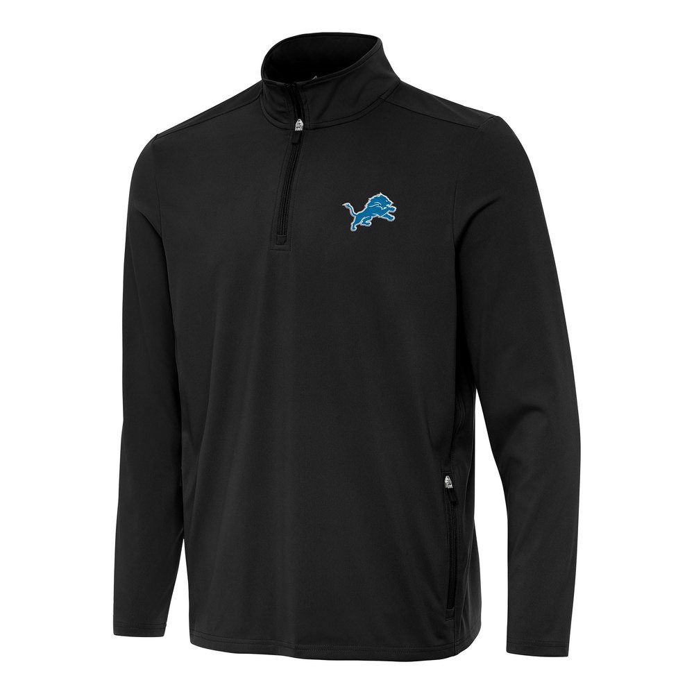 Antigua Men's Black Detroit Lions Perilous Quarter-Zip Pullover Top