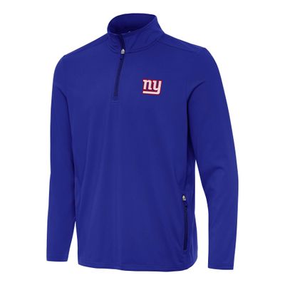 Antigua Men's Royal New York Giants Perilous Quarter-Zip Pullover Top