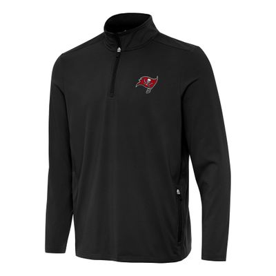 Antigua Men's Black Tampa Bay Buccaneers Perilous Quarter-Zip Pullover Top