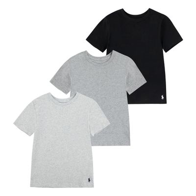 Polo Ralph Lauren Boys' Multi-Pack Short Sleeve Undershirt, Black/Grey 3-Pack
