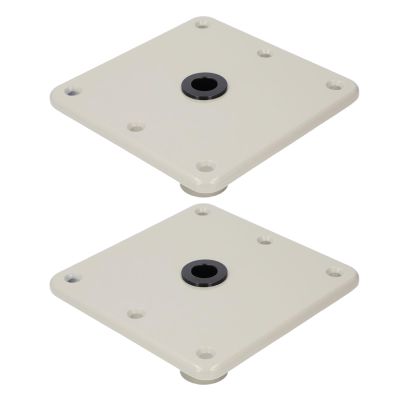 Fabater 2Pcs Boat Seat Base, 7 x 7 Boat Seat Pedestals, Aluminum Alloy Seat Base with 3/4 Pin Post Socket, Pedestal Base Plate for Boat Seat Post Pole Swivel Boat Chair, Beige