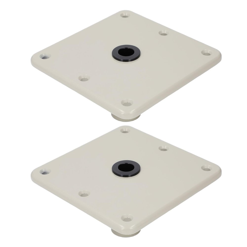 Fabater 2Pcs Boat Seat Base, 7 x 7 Boat Seat Pedestals, Aluminum Alloy Seat Base with 3/4 Pin Post Socket, Pedestal Base Plate for Boat Seat Post Pole Swivel Boat Chair, Beige