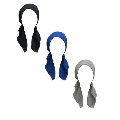 3 Pcs Headwear Pretied Head Scarves for Women Featuring Lightweight Crimped Material and Attractive (Black+Grey+Blue, One Size)