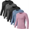 NebuKinex 5 Pack Women's Compression Shirt Long Sleeve Workout Tops Athletic Baselayer Quick Dry Gym Yoga Running T-Shirt 2Black/Grey/Blue/Purple M view 1