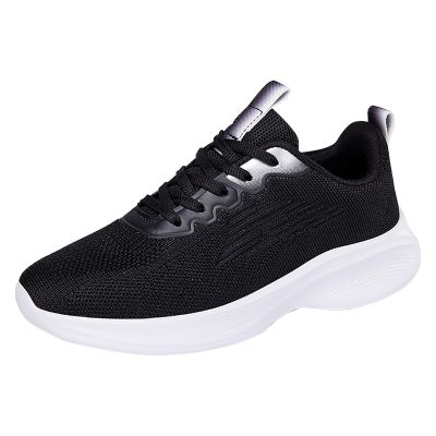 Comfort Shoes for Women Men's Non Slip Running Sneaker Light Breathable Walking Mesh Workout Lace Up Sports Shoes (Black, 6.5)