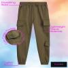 Dreamstar Girls Sweatpants - Soft Fleece Oversized Cargo Pants for Girls - Baggy Kids Sweatpants with Drawstrings, Size 7, Olive Green view 3