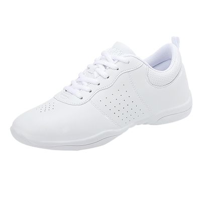 Womens White Sneaker Non Slip Walking Lightweight Competition Dance Cheerleading Athletic Training Tennis Shoes (White, 7)