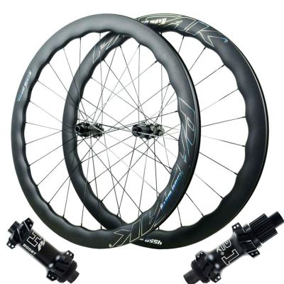 ZECHAO Thru Axle Bike Front and Rear Wheels,24H Spokes 700C Carbon Fibre Wheelset Mid Lock Disc Brake 15 * 100mm / 12 * 142mm 1480g Wheelset(Black-MS)